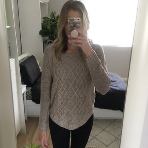 Textured Beige Knit Sweater